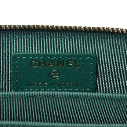 Chanel Metallic Caviar Quilted Zip Coin Purse Green 6 of 8