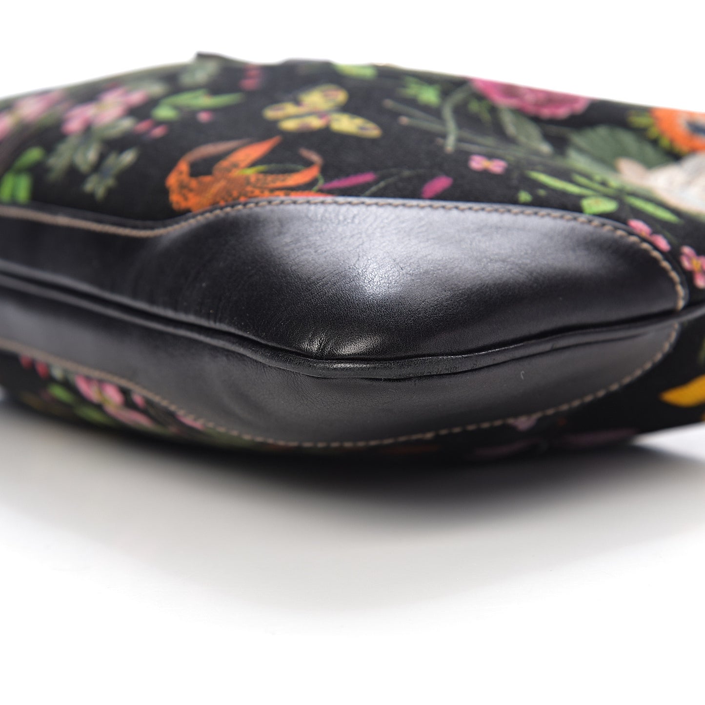 Canvas Floral Flora Medium Jackie O Bouvier Hobo Black