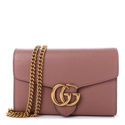 Gucci Cellarius Calfskin GG Marmont Chain Wallet Rosy Phard 1 of 9