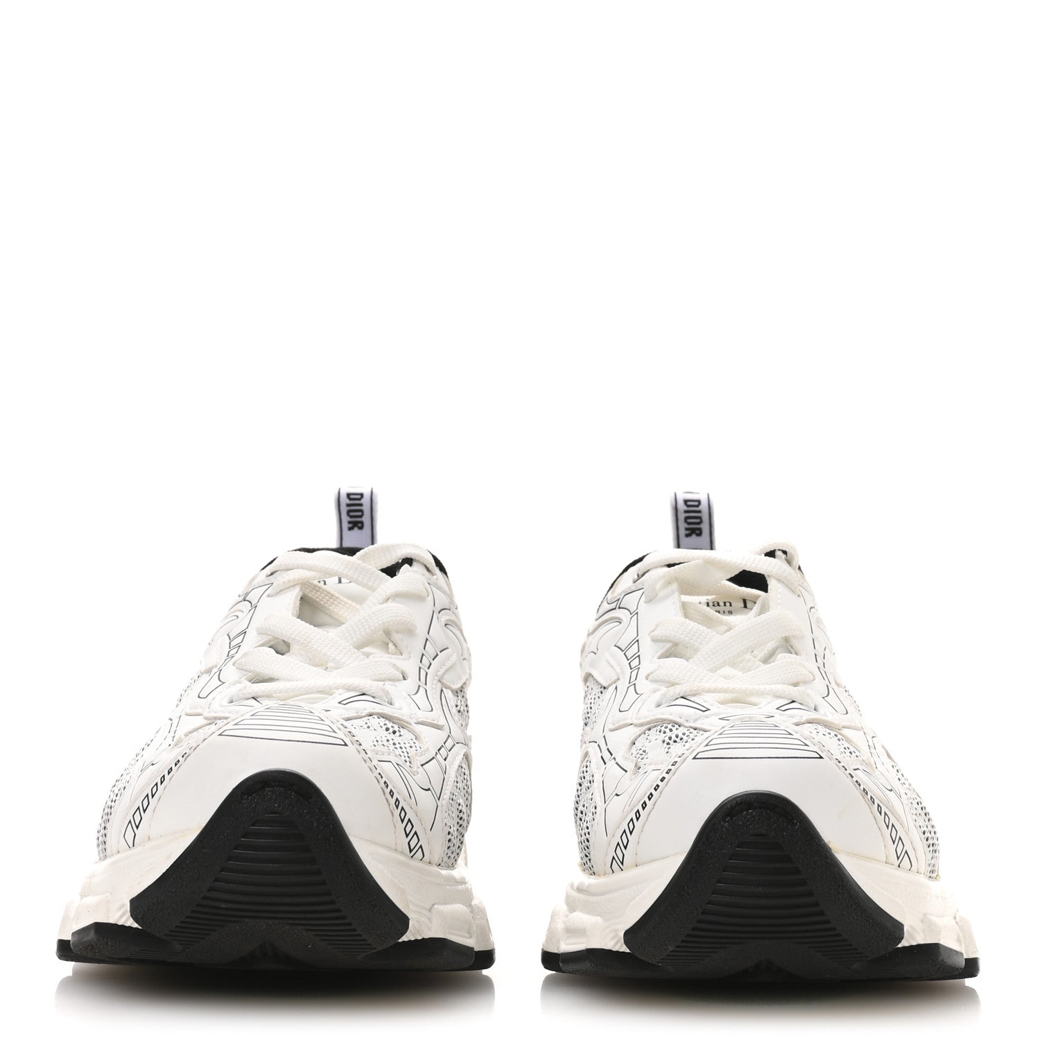 Christian Dior Technical Fabric Mesh Oblique Dior Vibe Sneakers  38 White Black 3 of 9