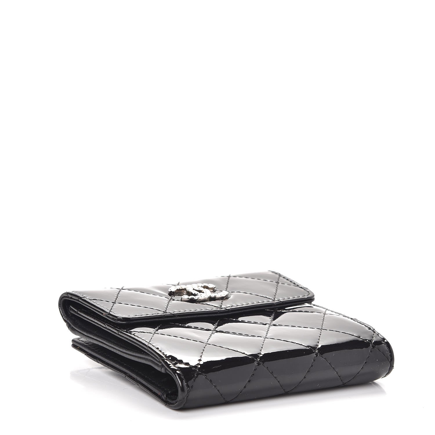 Chanel Patent Quilted Brilliant Compact Wallet Black 4 of 8