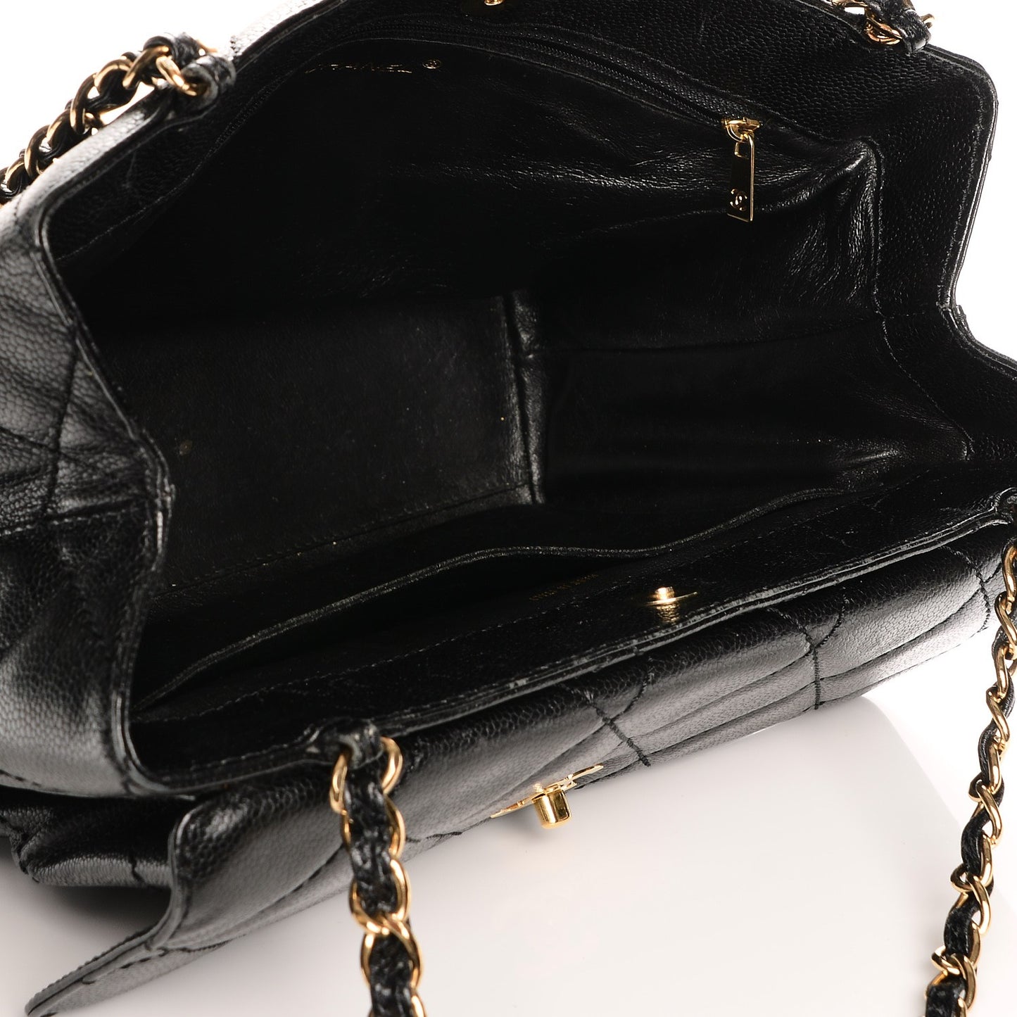 Caviar Quilted Flap Shoulder Bag Black