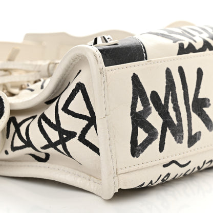 Balenciaga Agneau Arena Graffiti All Over Classic Silver Hardware Mini City White Black 9 of 11