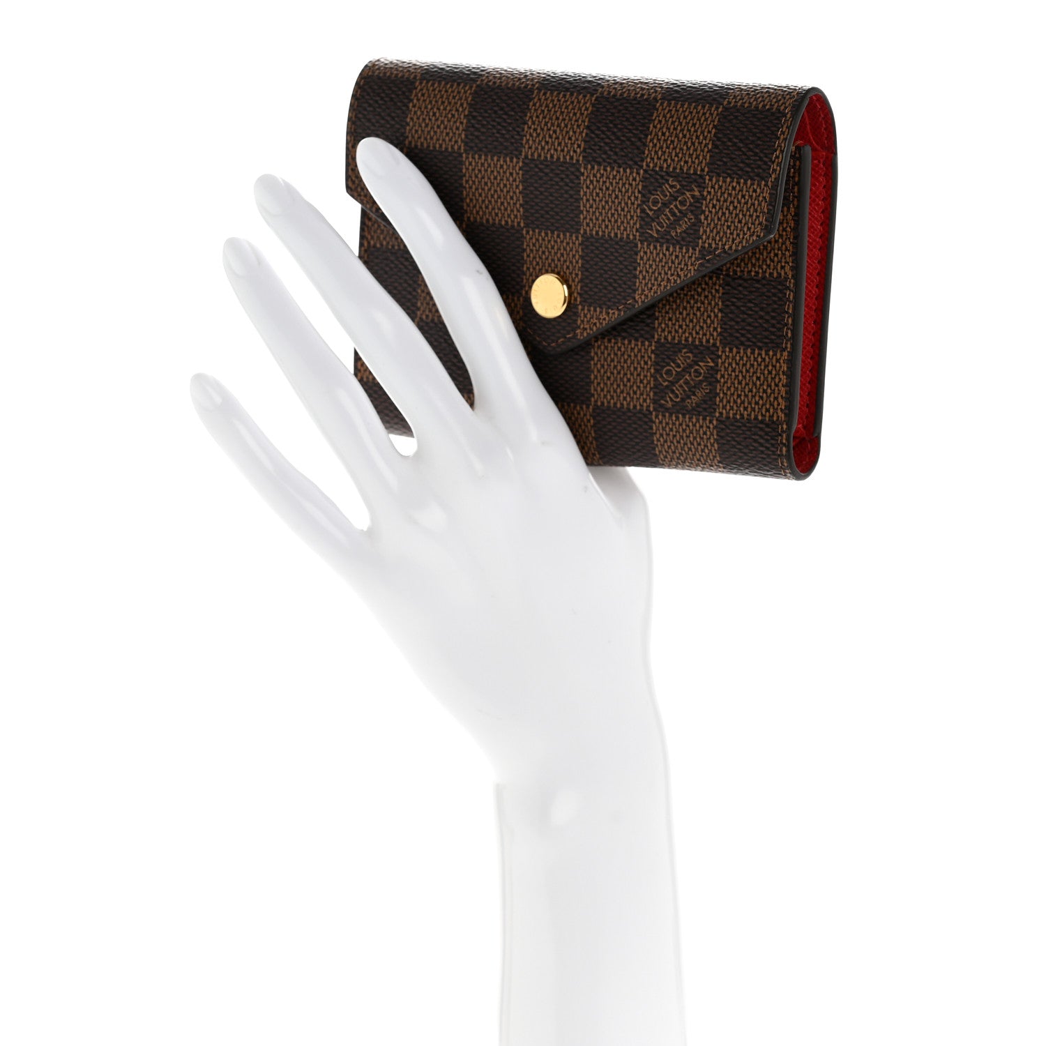 Louis Vuitton Damier Ebene Victorine Wallet Red 2 of 6