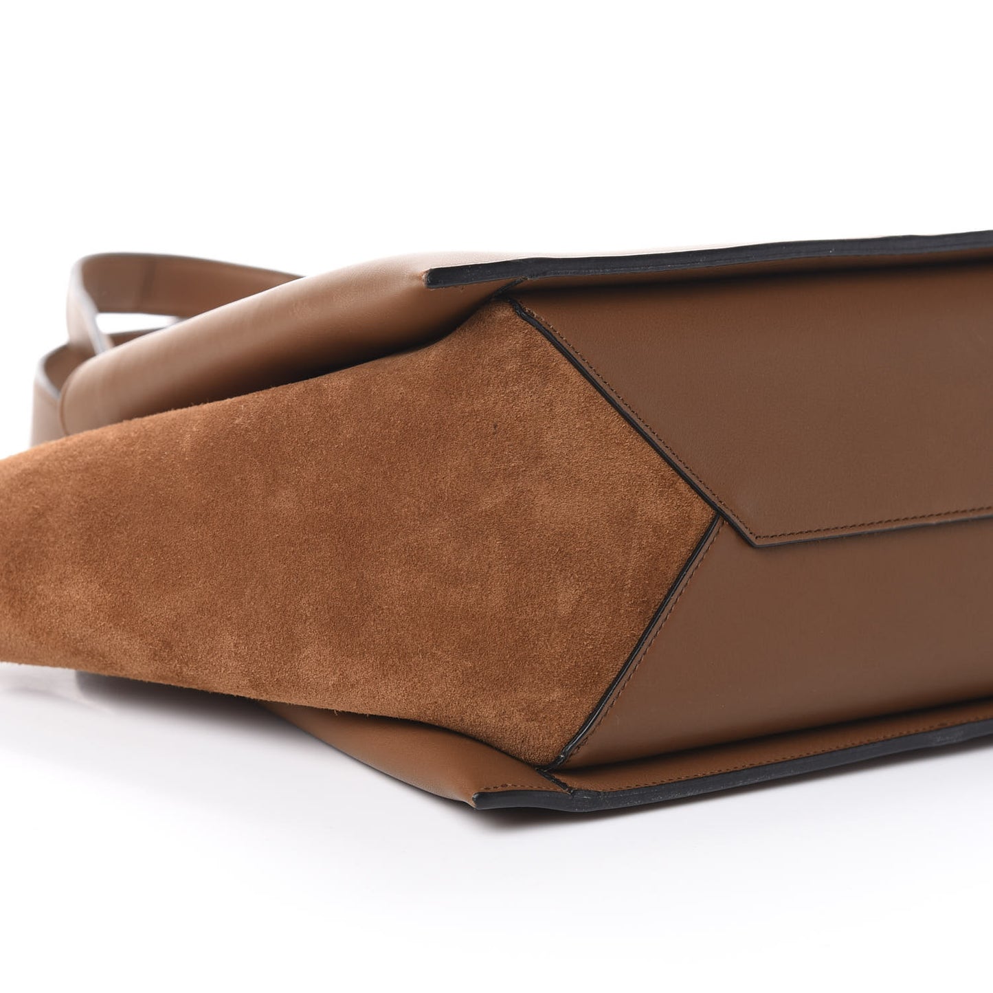 Smooth Calfskin Suede Small Tri-Fold Bag Camel