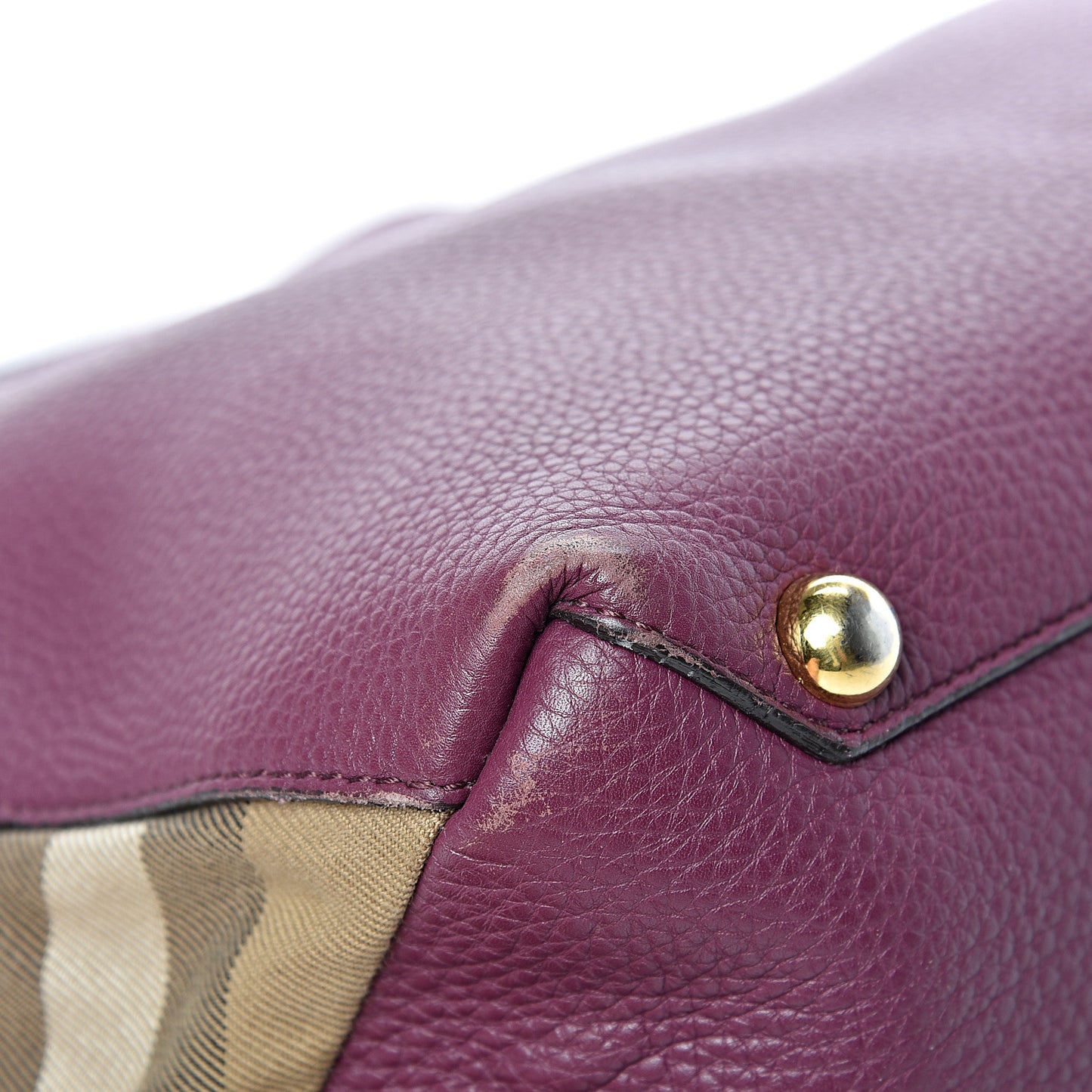 Derby Calfskin House Check Medium Banner Tote Dark Plum
