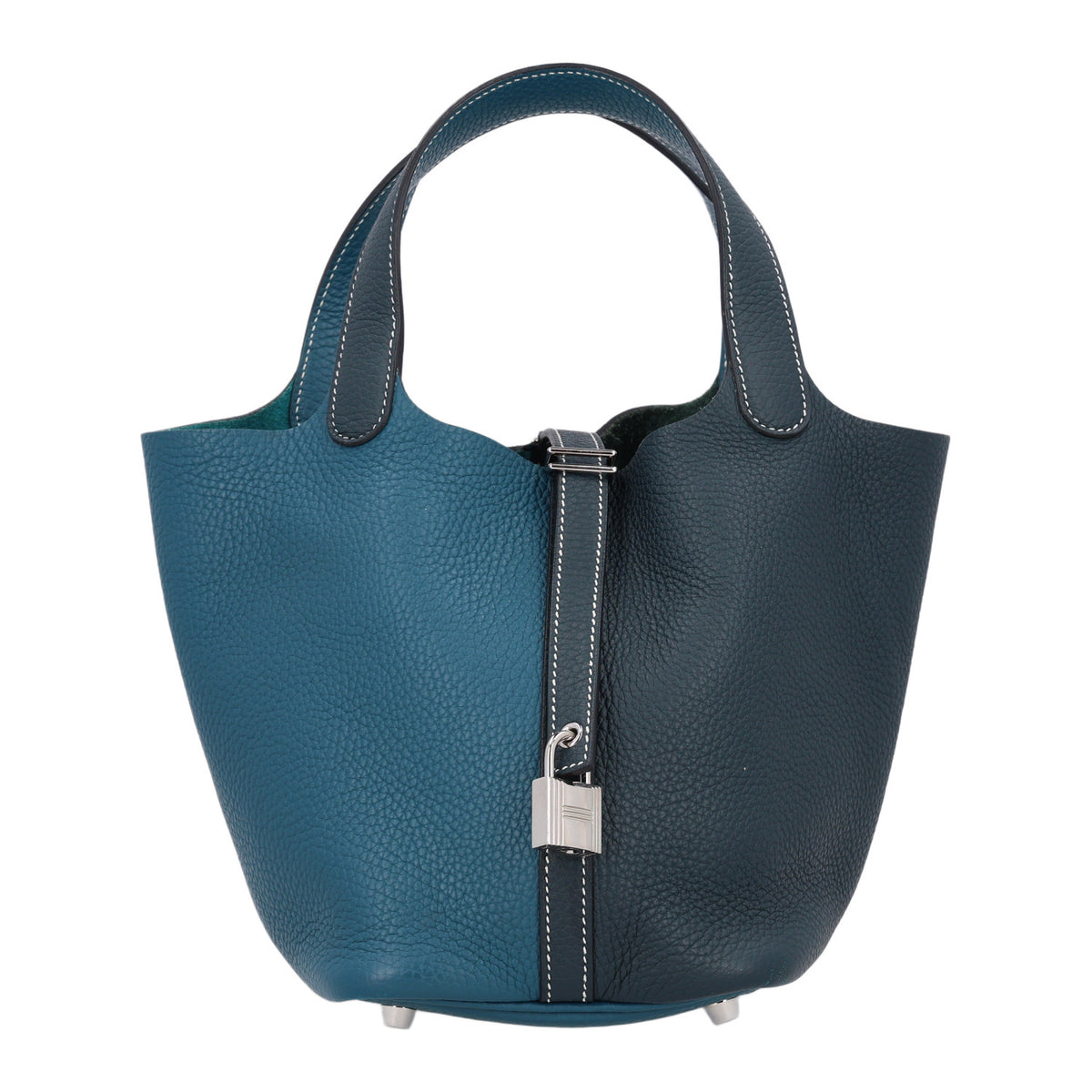 Taurillon Clemence Casaque Picotin Lock 18 PM Vert Bosphore Deep Bleu