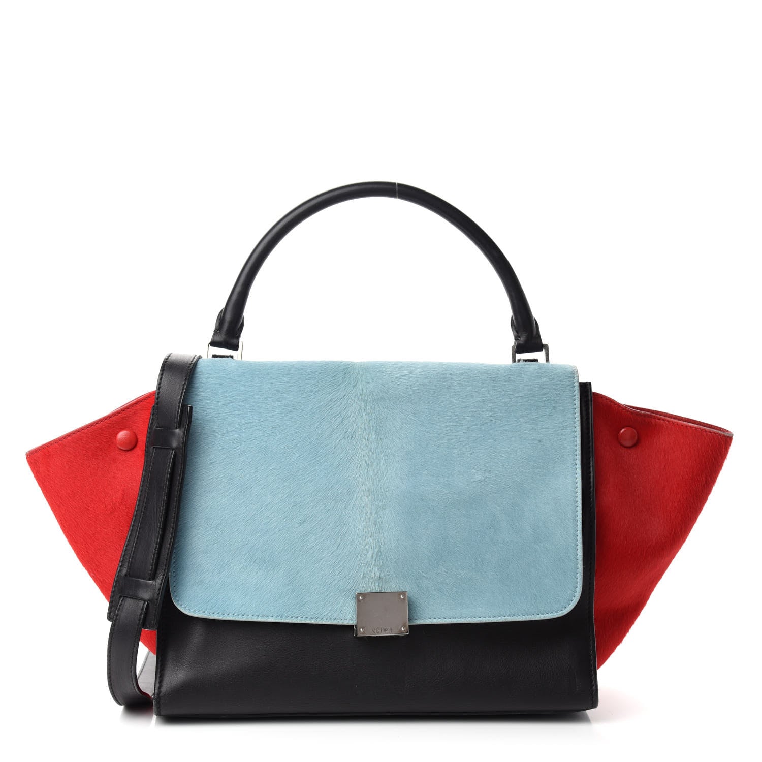 Celine Pony Hair Smooth Calfskin Medium Tri-Color Trapeze Glacier Red Black 1 of 16