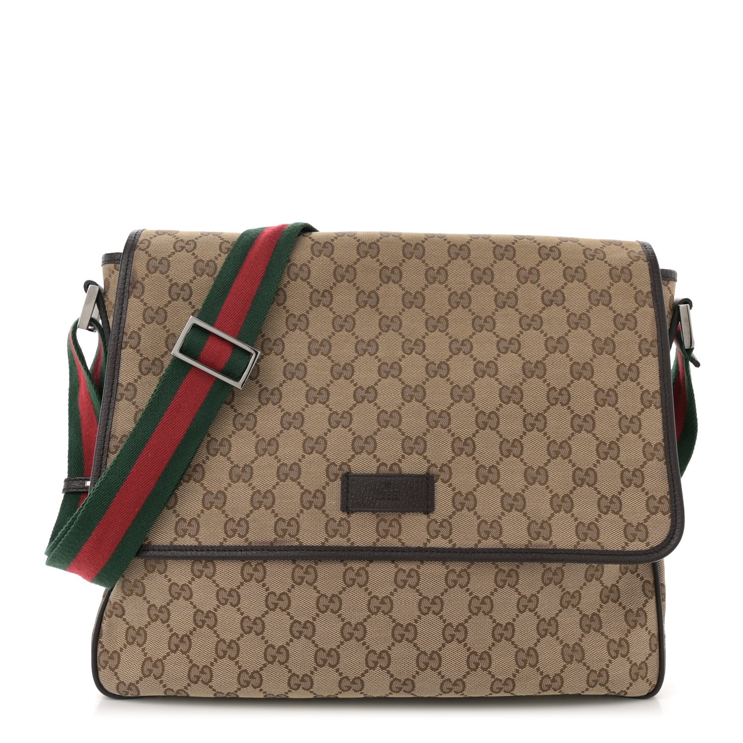Gucci Monogram Web Medium Flap Messenger Beige Dark Brown 1 of 10
