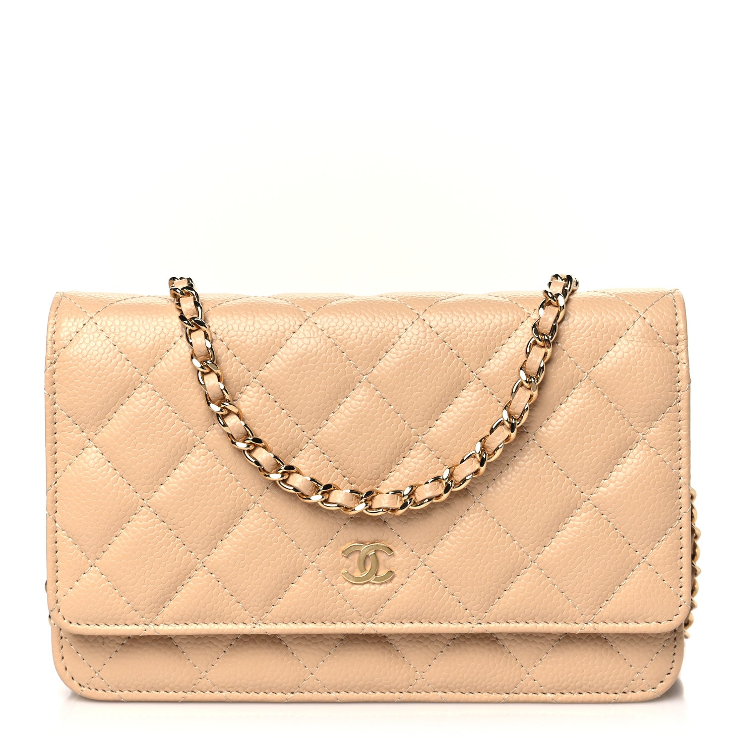 Chanel Caviar Quilted Wallet on Chain WOC Beige 1 of 12