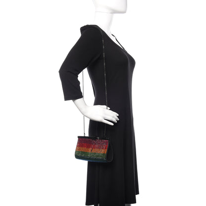 Christian Louboutin Suede Crystal Strass Small Palmette Clutch Rainbow 2 of 12