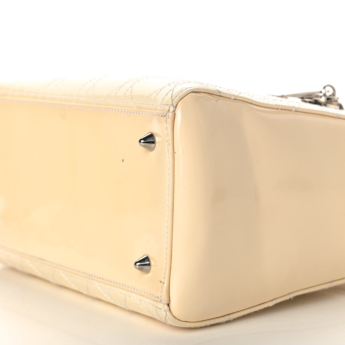 Patent Cannage Stitched Medium Lady Dior White