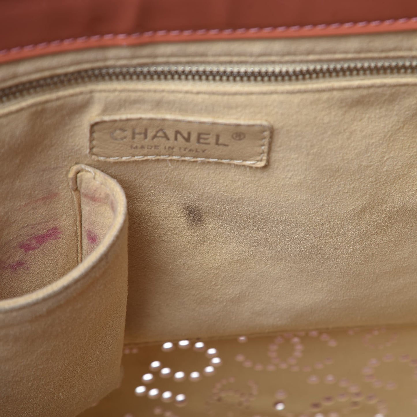 Patent Perforated CC No 5 Tote Coral