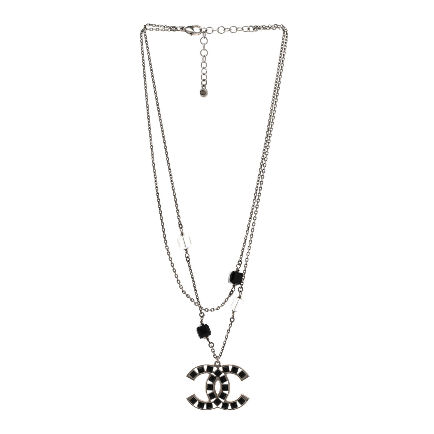 Ruthenium Baguette Crystal CC Necklace Black