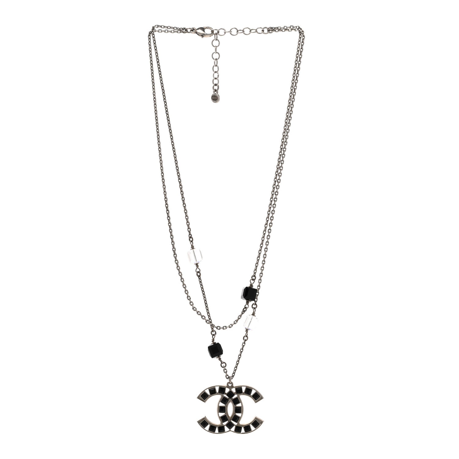 Chanel Ruthenium Baguette Crystal CC Necklace Black 3 of 7