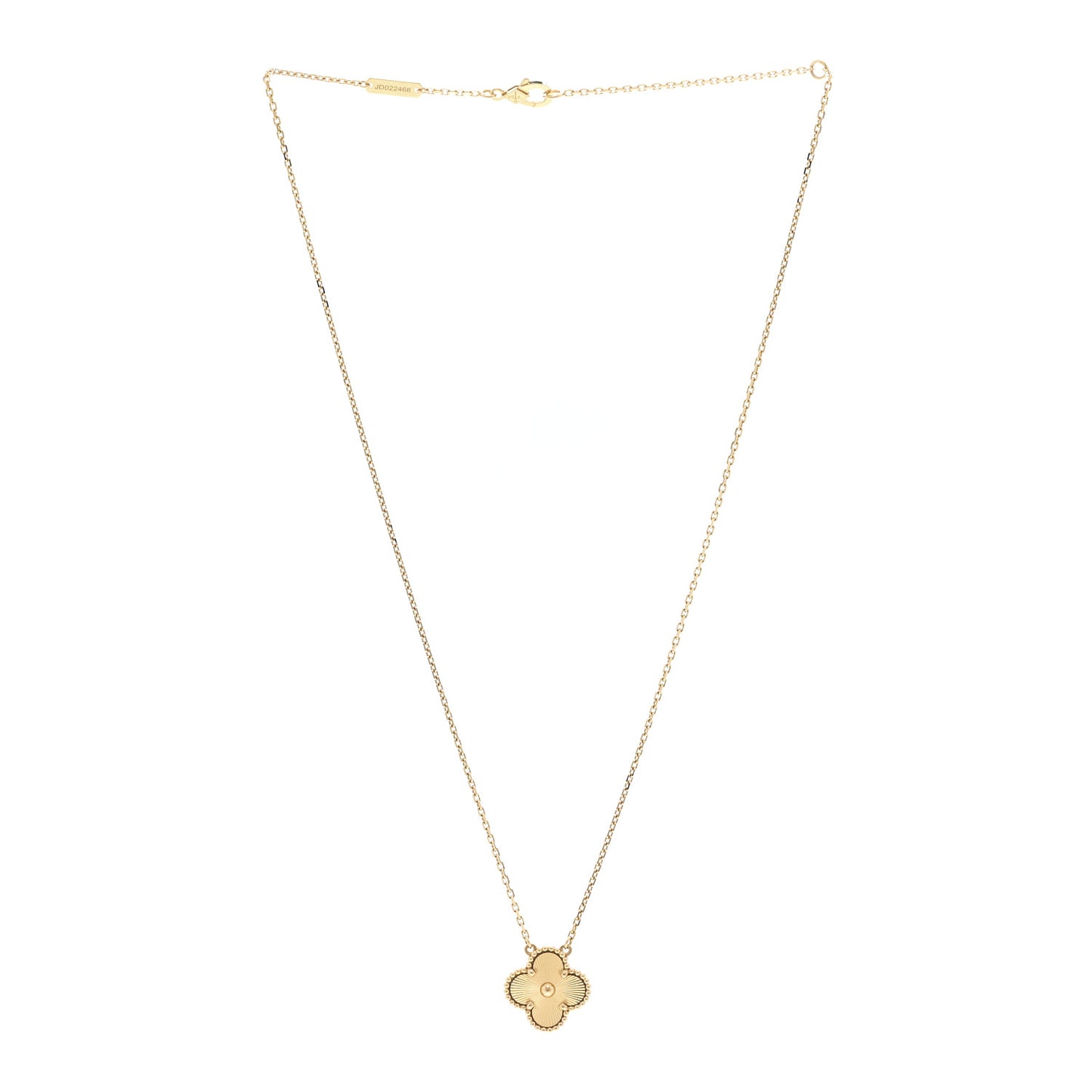 18K Yellow Gold Guilloche Vintage Alhambra Pendant Necklace