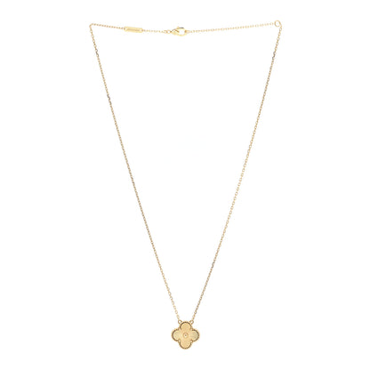 Van Cleef & Arpels 18K Yellow Gold Guilloche Vintage Alhambra Pendant Necklace 3 of 6