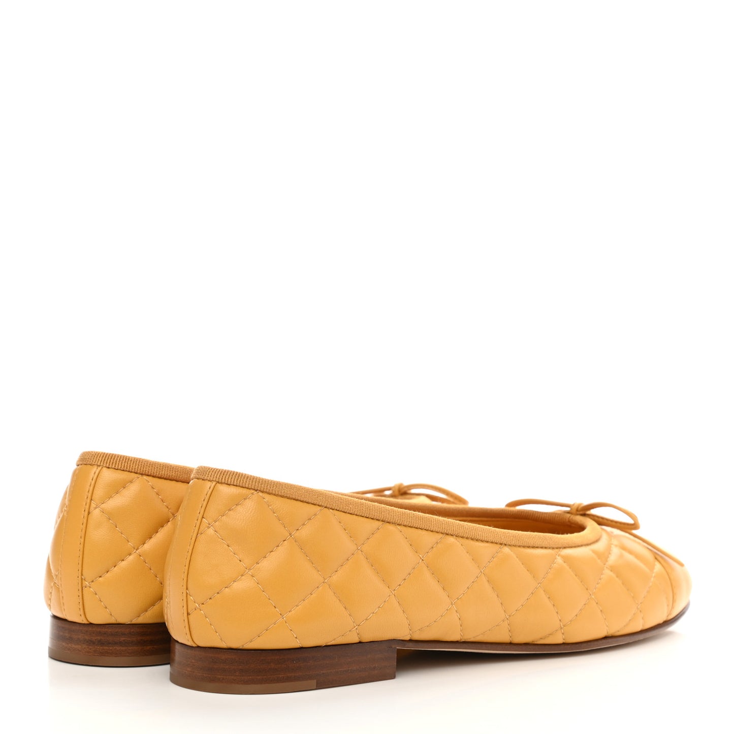 Lambskin Quilted CC Cap Toe Ballerina Flats 39.5 Yellow