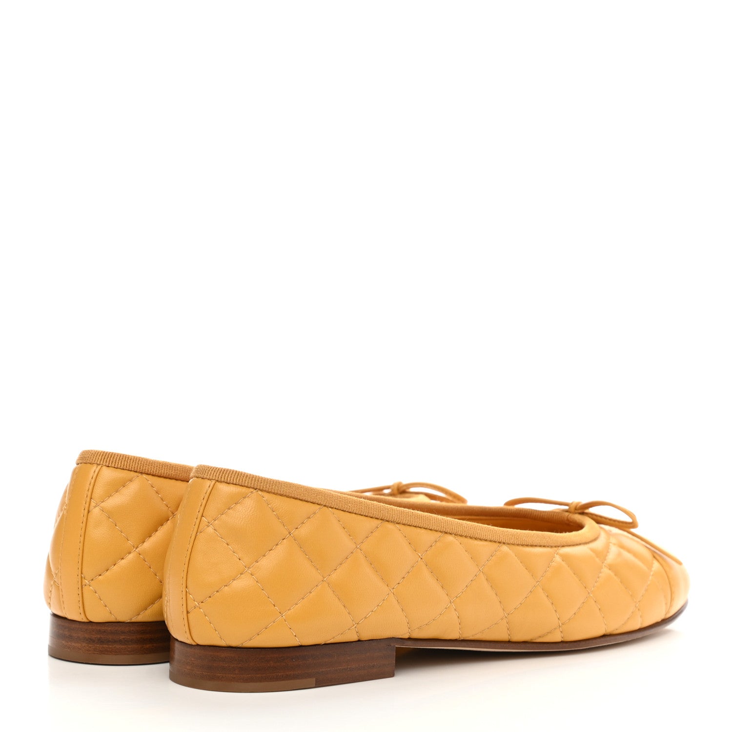 Chanel Lambskin Quilted CC Cap Toe Ballerina Flats 39.5 Yellow 4 of 8