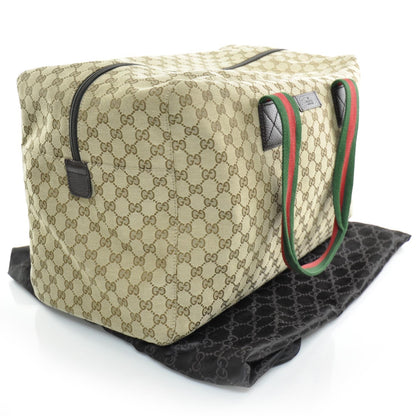 Gucci GG Monogram Web Large Collapsible Carry On Duffle Beige Brown 3 of 10
