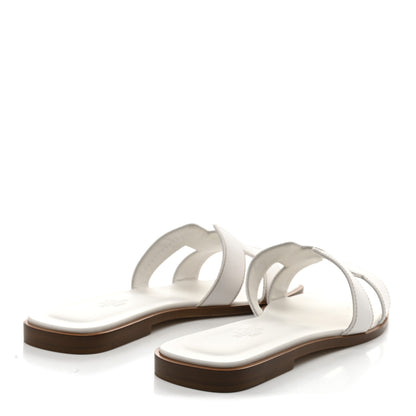 Hermes Box Calfskin Oran Sandals 39 White 5 of 9