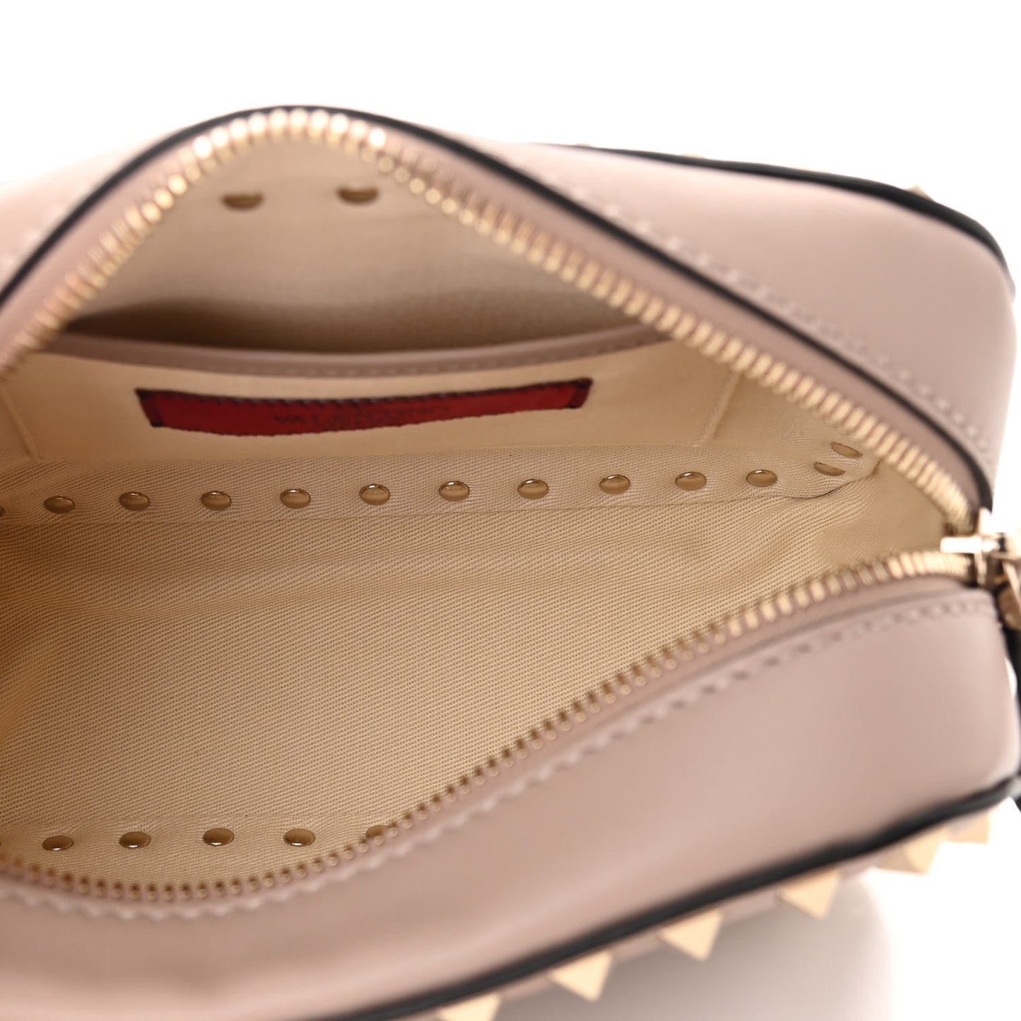 Calfskin Rockstud Camera Crossbody Bag Poudre