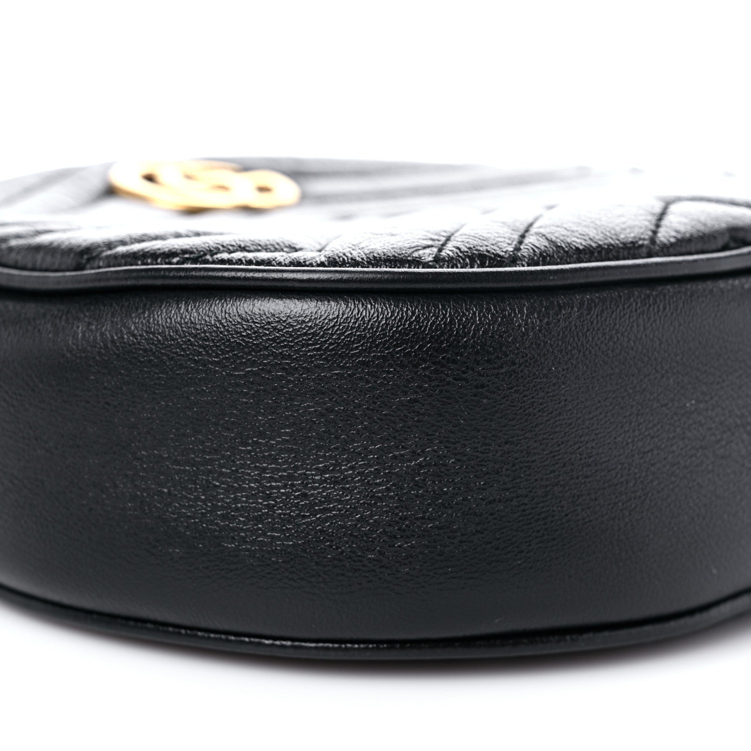 Gucci Azalea Calfskin Matelasse Heart Mini GG Marmont Round Shoulder Bag Black 8 of 9