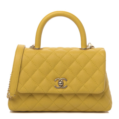Chanel Caviar Quilted Mini Coco Handle Flap Yellow 1 of 12