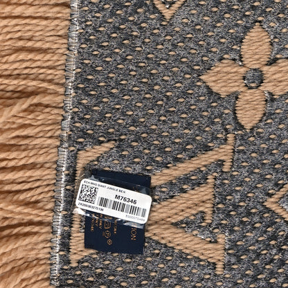 Louis Vuitton Wool Silk Monogram Giant Jungle Logomania Shine Scarf Beige 3 of 3