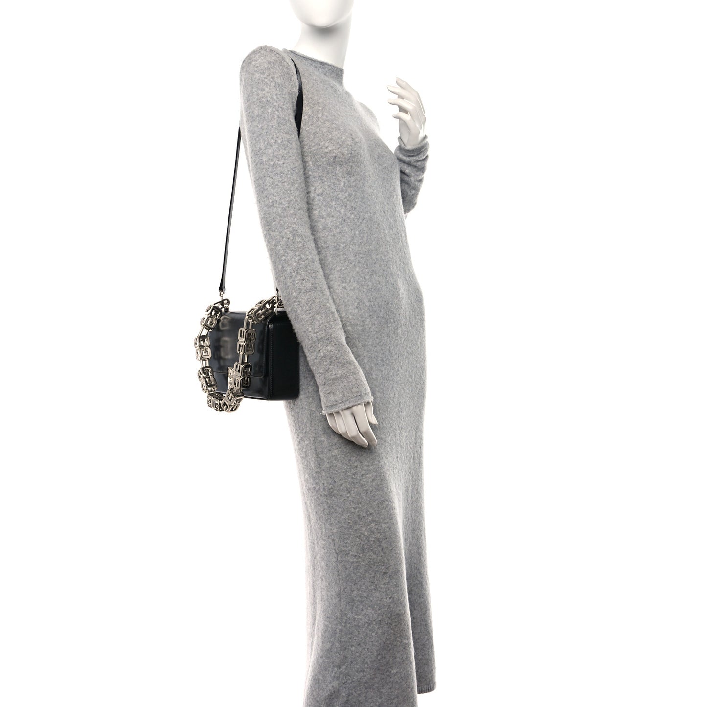 Box Calfskin Medium 4G Cube Chain Shoulder Bag Black