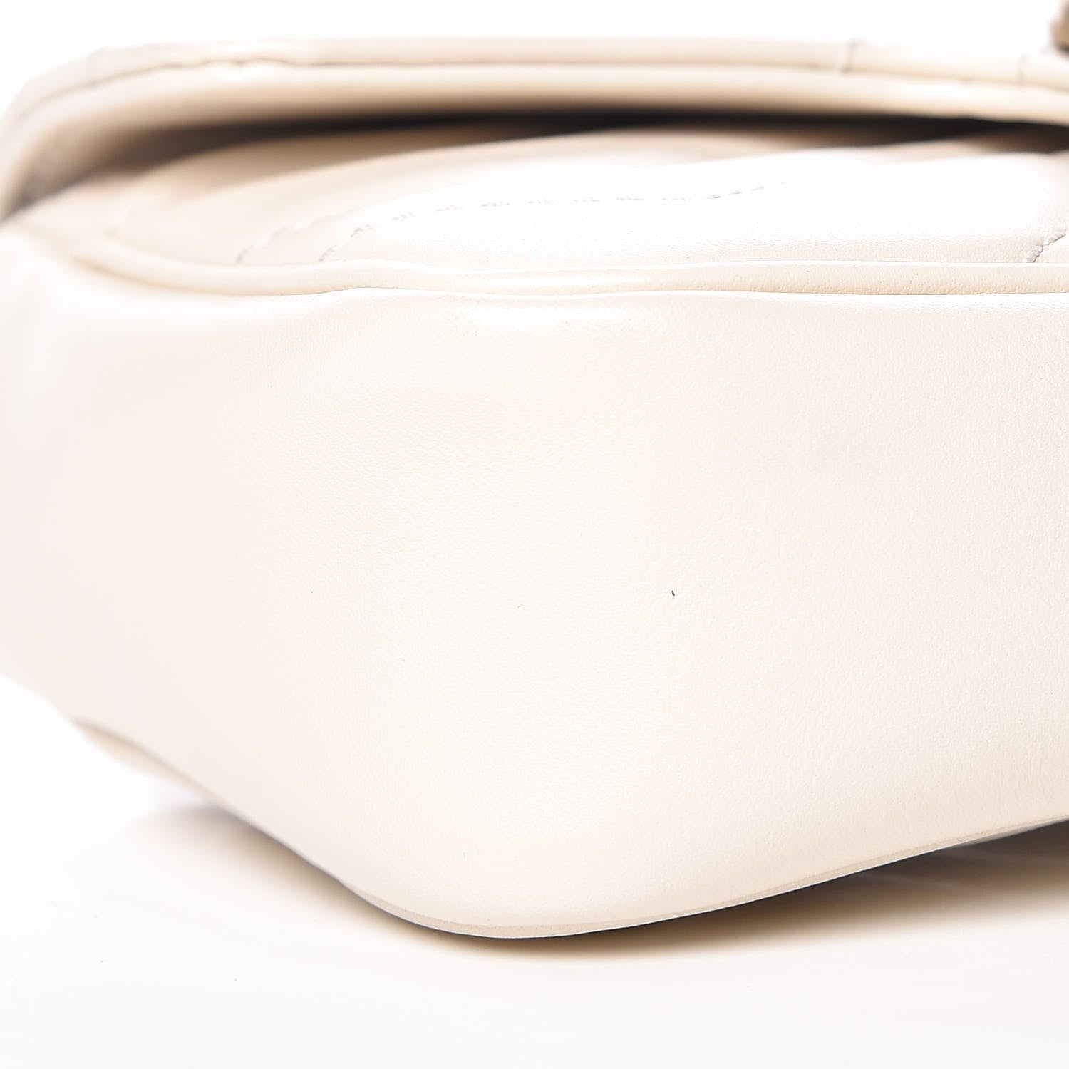 Gucci Calfskin Matelasse Super Mini GG Marmont Shoulder Bag White 8 of 9
