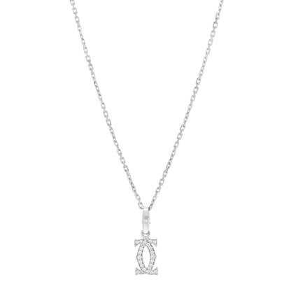 Cartier 18K White Gold Diamond Double C Cartier Pendant Necklace 1 of 6