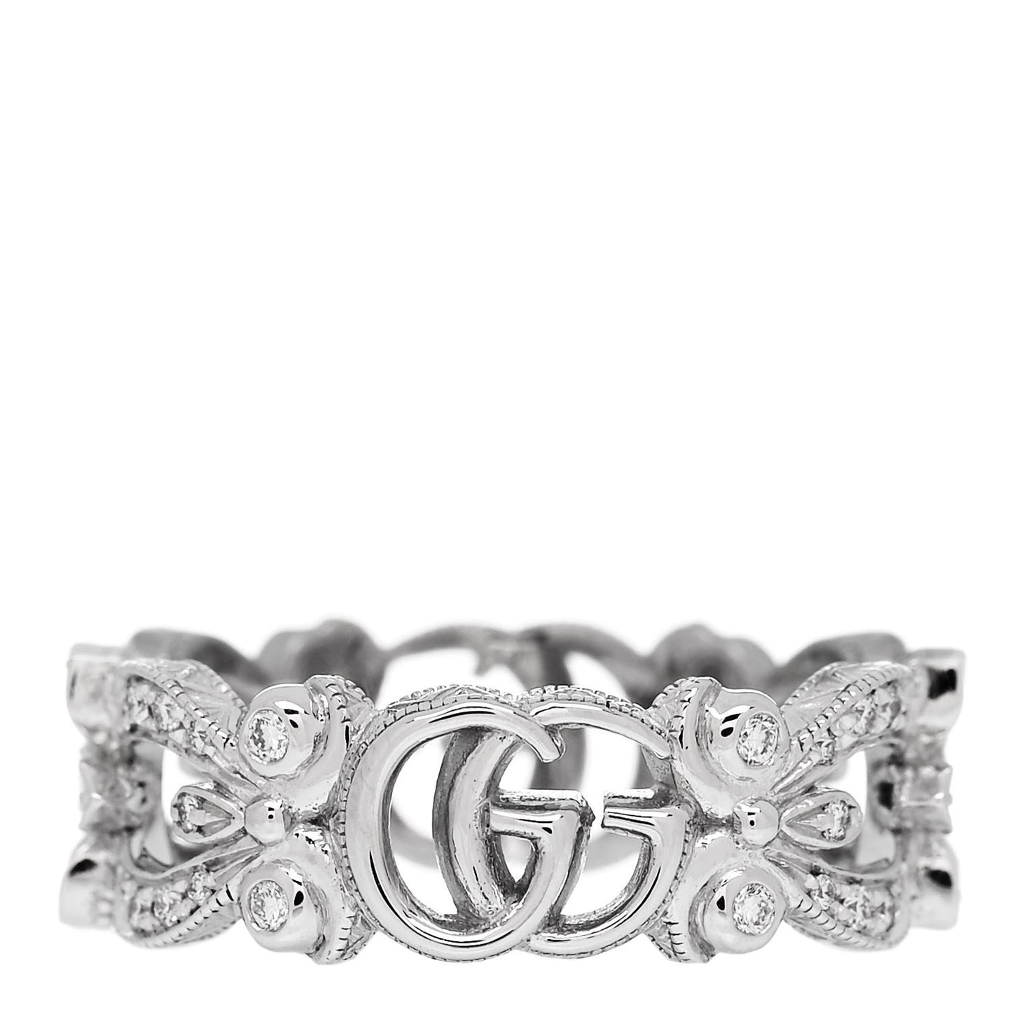 18K White Gold Diamond Flora Pave Ring 48 4.5