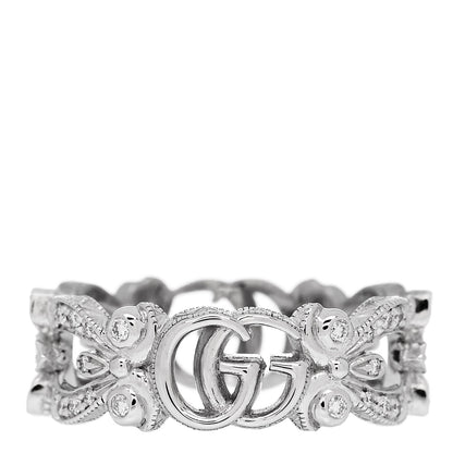 Gucci 18K White Gold Diamond Flora Pave Ring 48 4.5 1 of 5