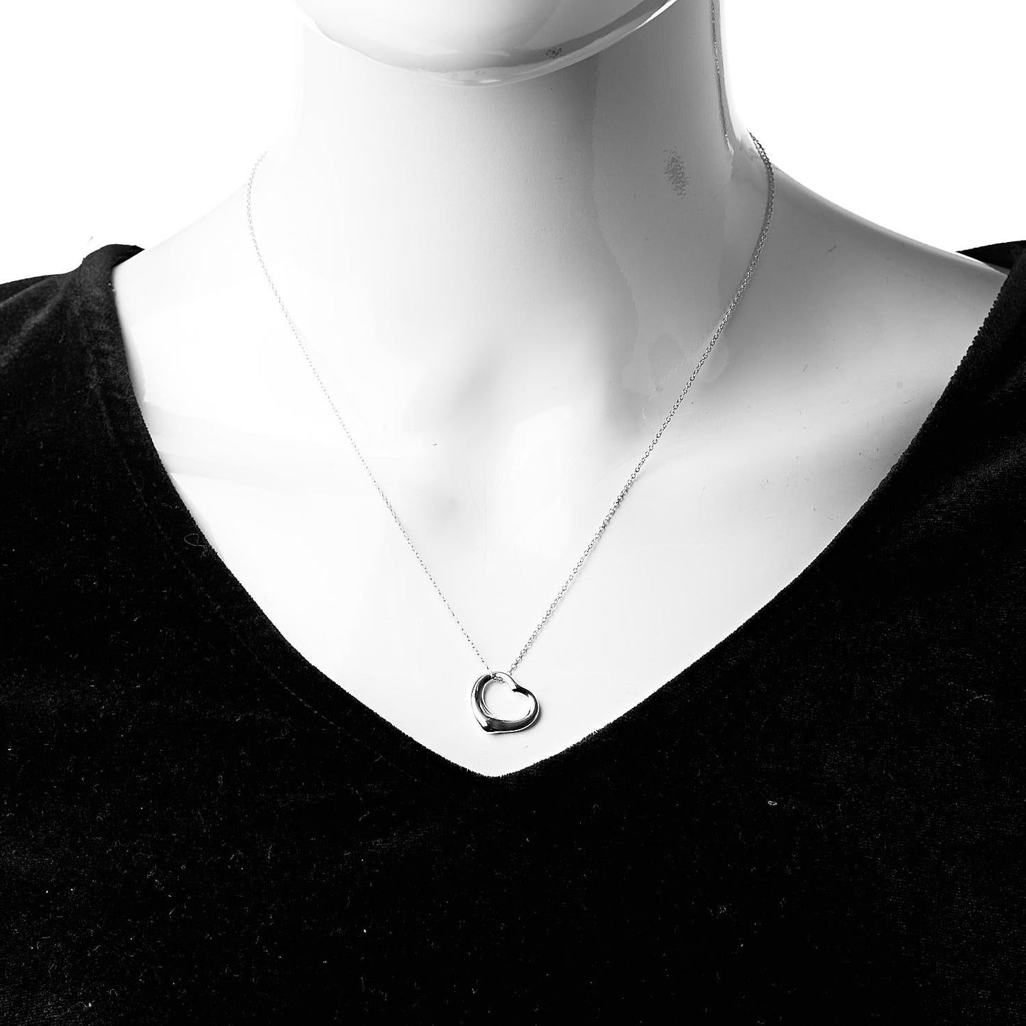 Sterling Silver 16mm Elsa Peretti Open Heart Pendant Necklace