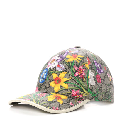 Gucci GG Supreme Flora Claudia Baseball Hat 58 L White 1 of 8