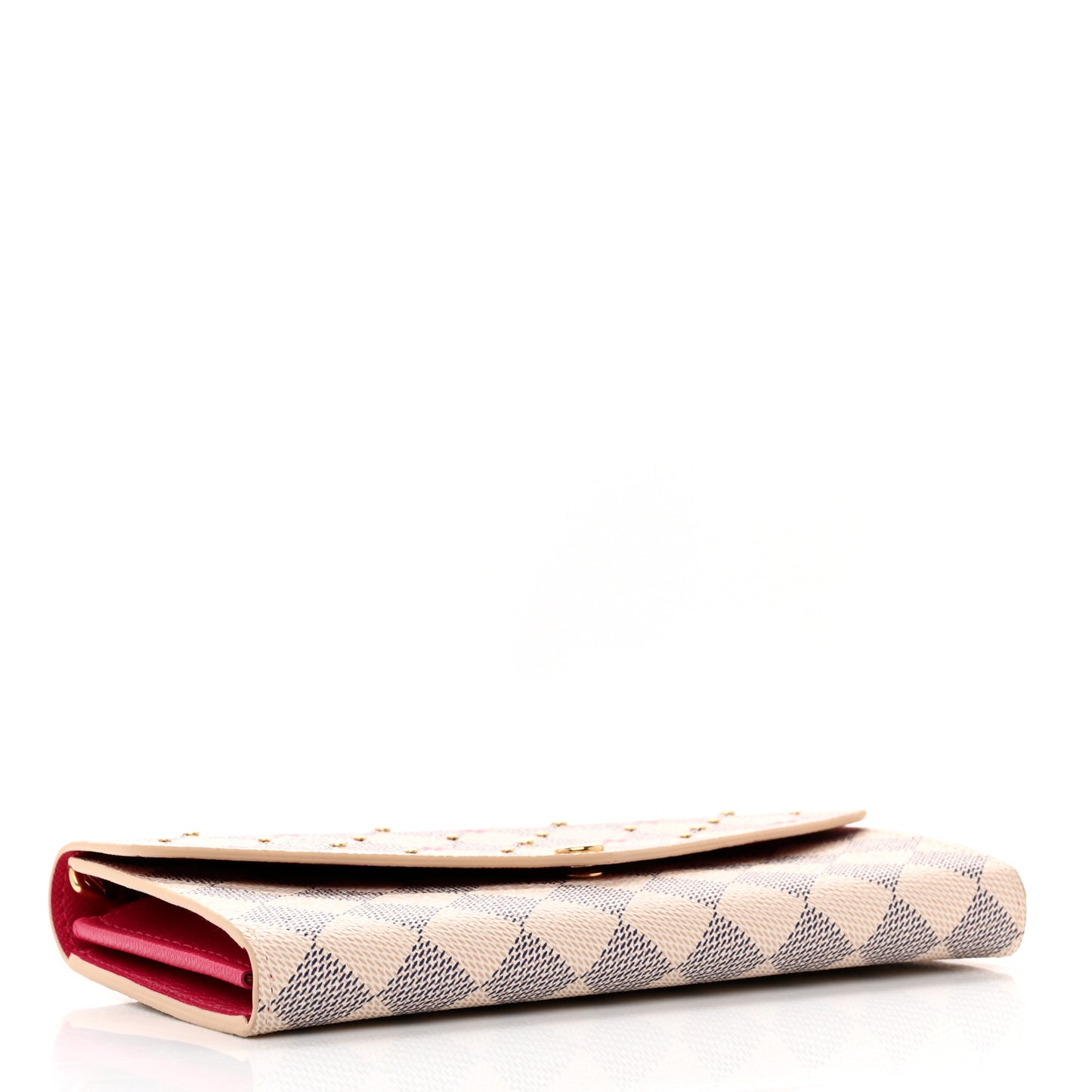 Damier Azur Studded Sarah Wallet NM Fuchsia