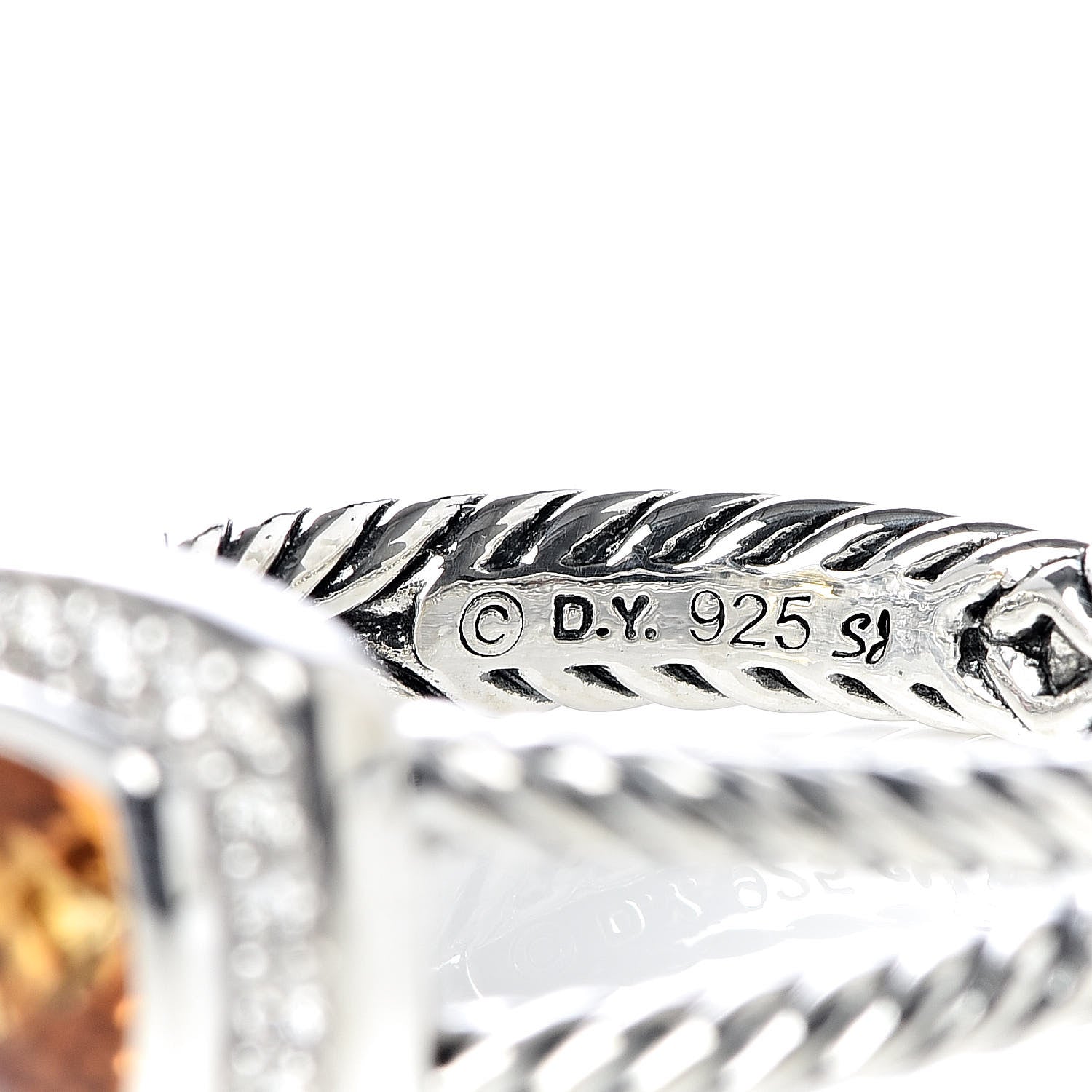 David Yurman Sterling Silver Diamond Citrine 7mm Petite Albion Ring 57 8 5 of 6