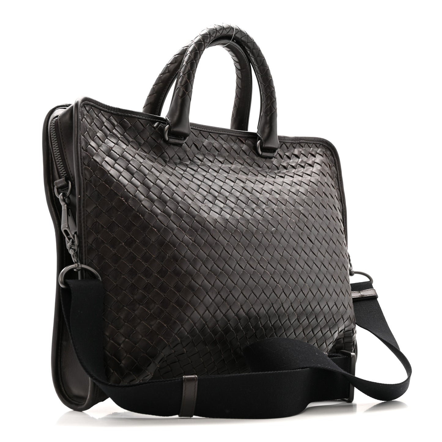 Calfskin Leggero Intrecciato Briefcase Ebano