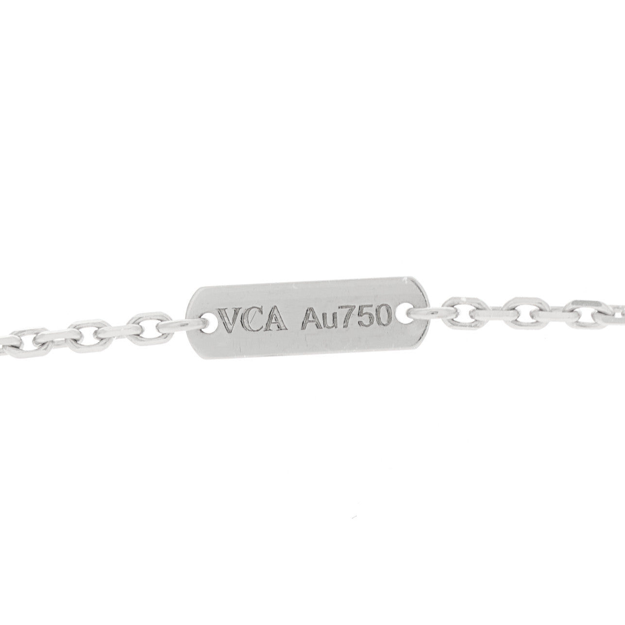 18K White Gold Mother Of Pearl Vintage Alhambra Pendant Necklace