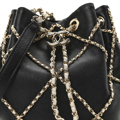 Chanel Lambskin Entwined Chain Bucket Bag Black 8 of 10
