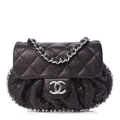 Chanel Metallic Washed Lambskin Quilted Mini Chain Around Flap Black 1 of 10