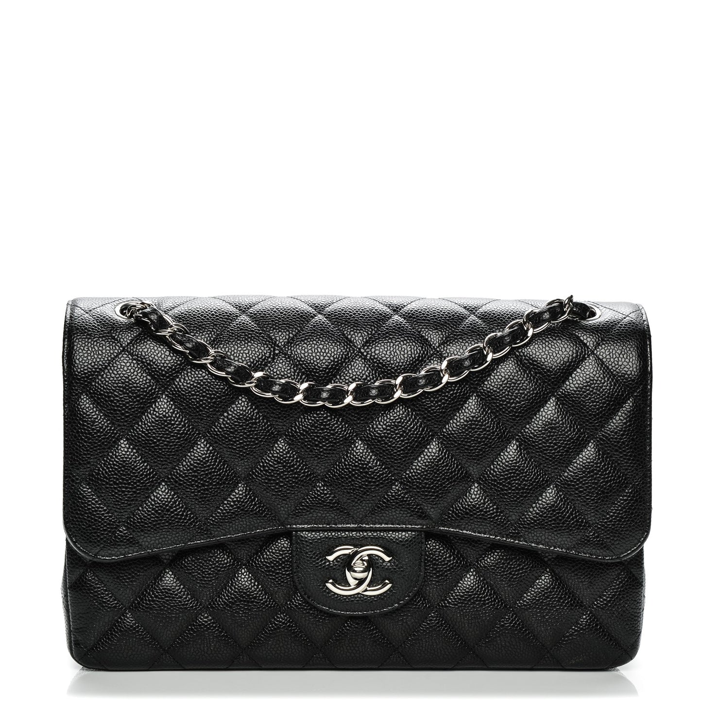 Caviar Quilted Jumbo Double Flap Black