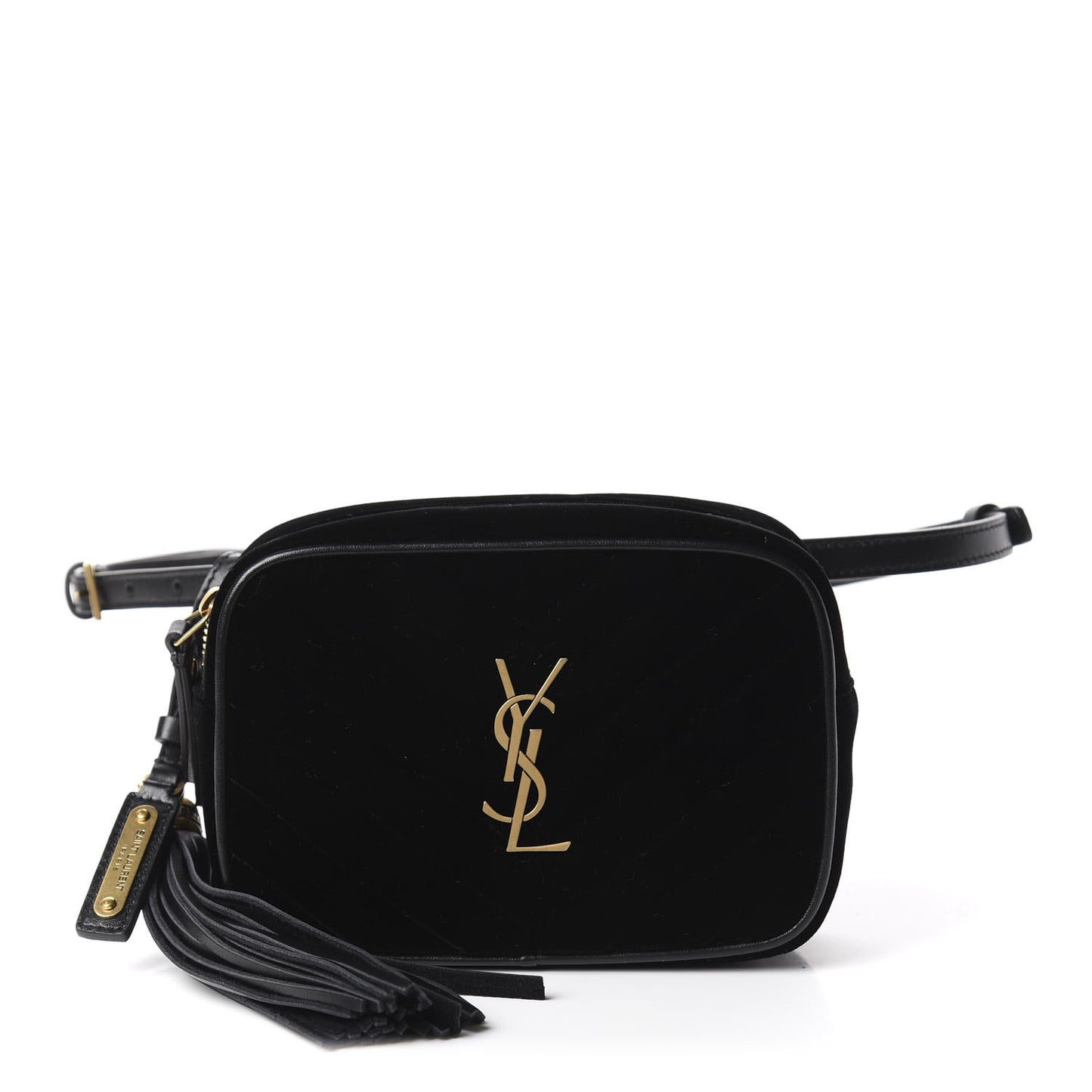 Velour Matelasse Monogram Lou Belt Bag Black