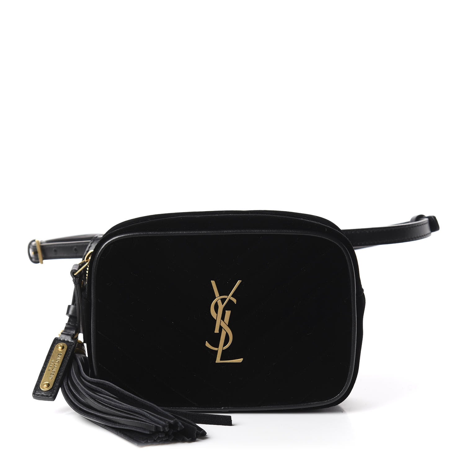 Saint Laurent Velour Matelasse Monogram Lou Belt Bag Black 1 of 9