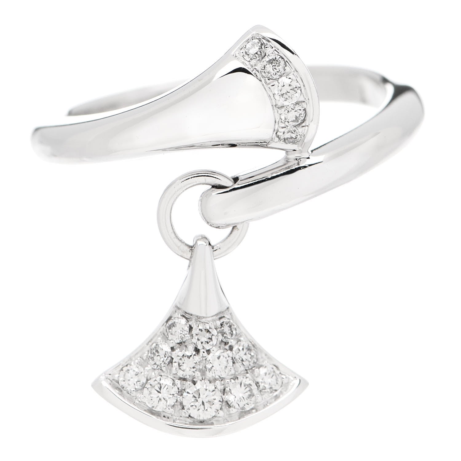 Bulgari 18K White Gold Diamond Divas' Dream Ring 48 4.5 1 of 6
