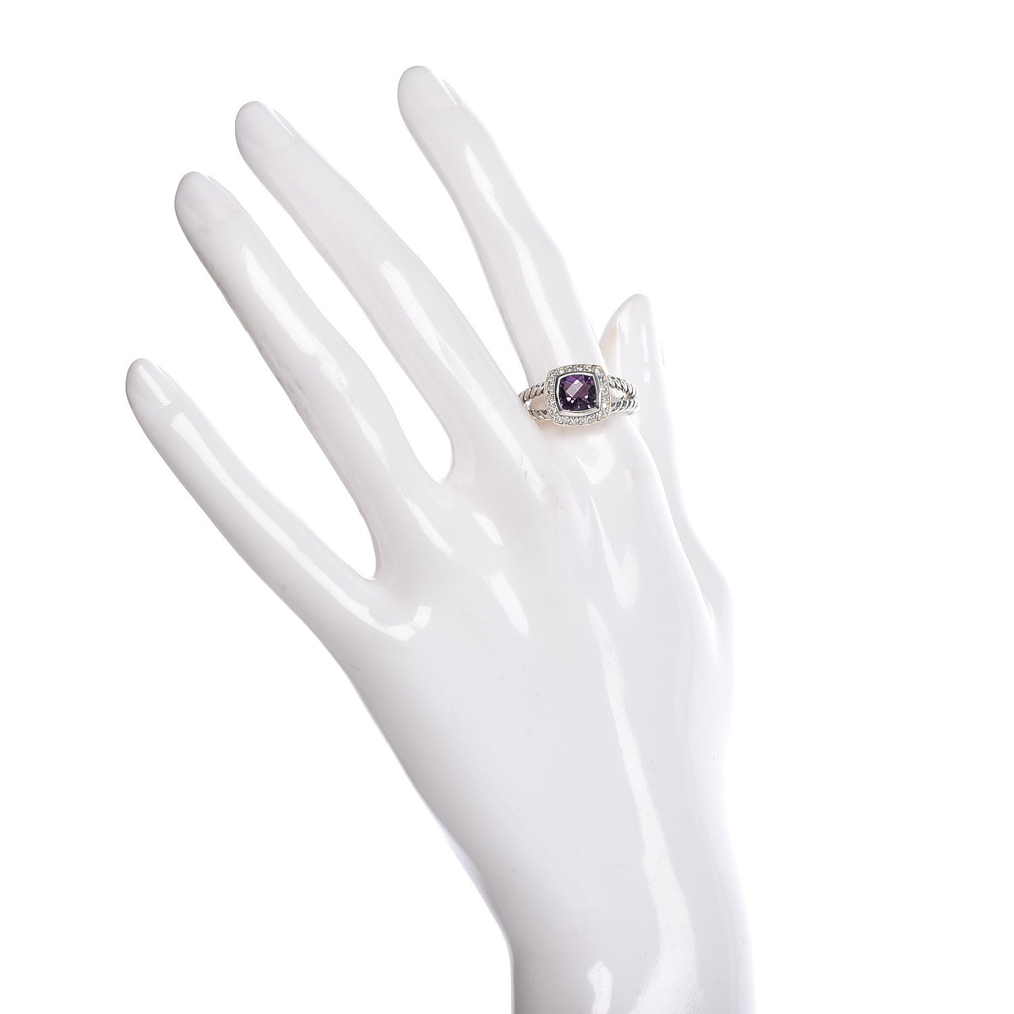 Sterling Silver Diamond Amethyst 7mm Petite Albion Ring 57 8