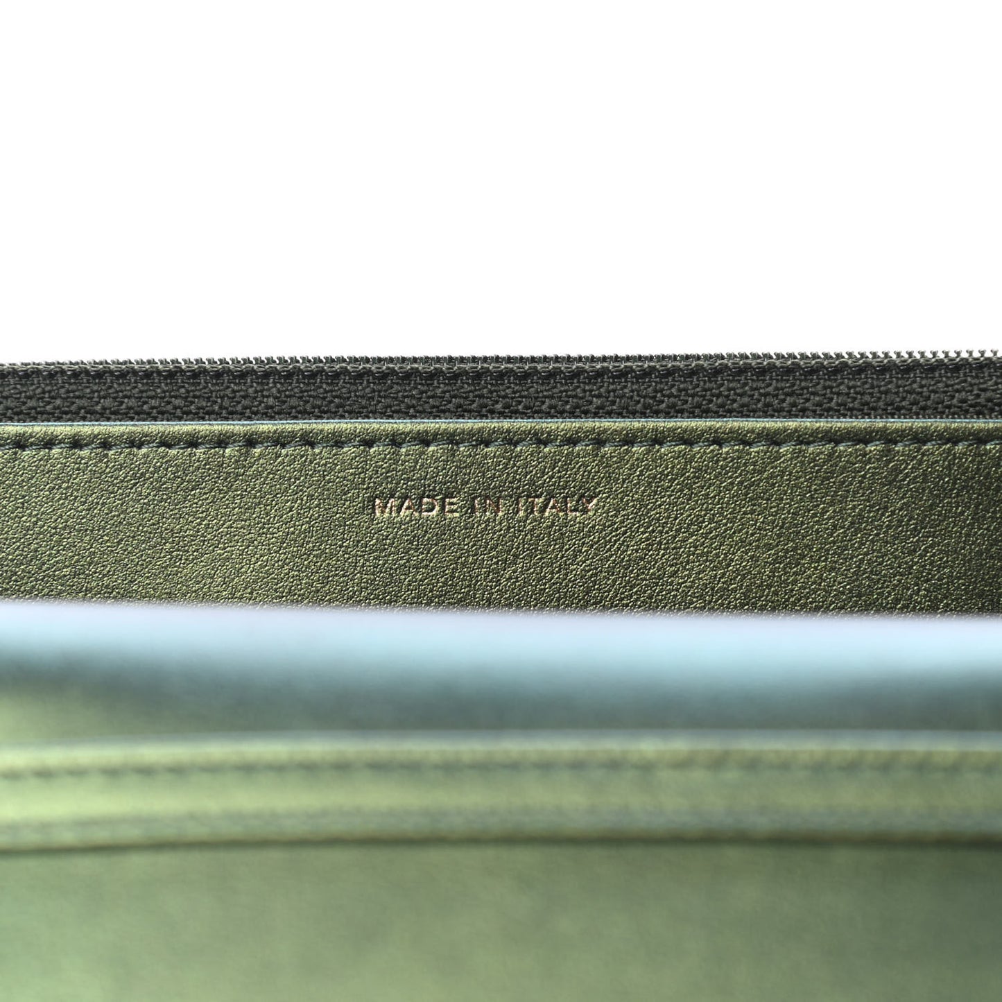 Metallic Aged Calfskin Quilted 2.55 Reissue Wallet on Chain WOC Green