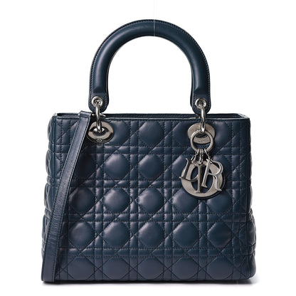 Christian Dior Lambskin Cannage Medium Lady Dior Navy 1 of 9