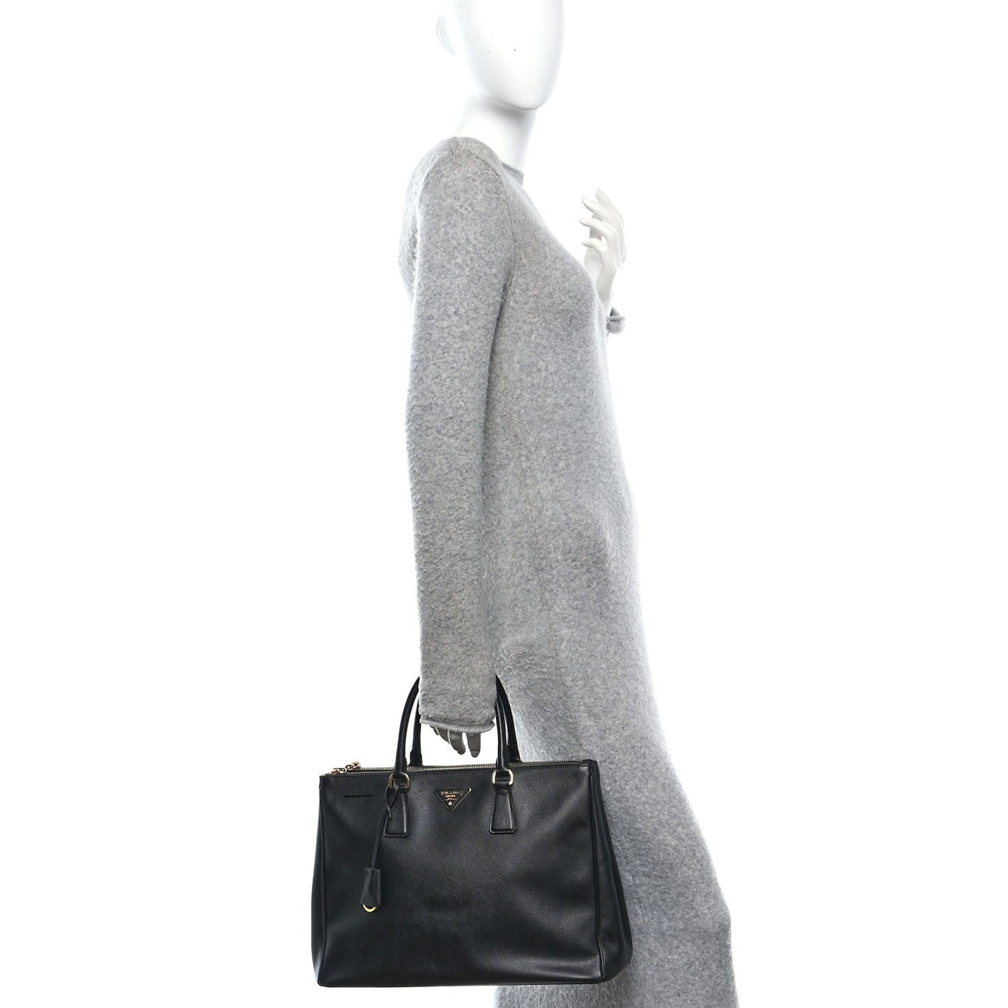 Saffiano Large Galleria Double Zip Tote Black